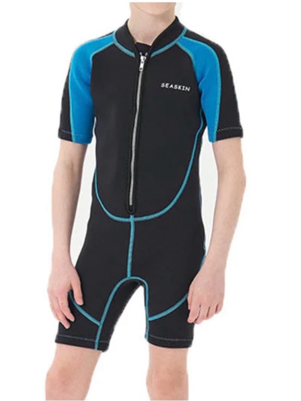 SEASKIN Black & Blue Kids Size 10 Shorty Wetsuit Surf Summer Swim Dive Snorkle